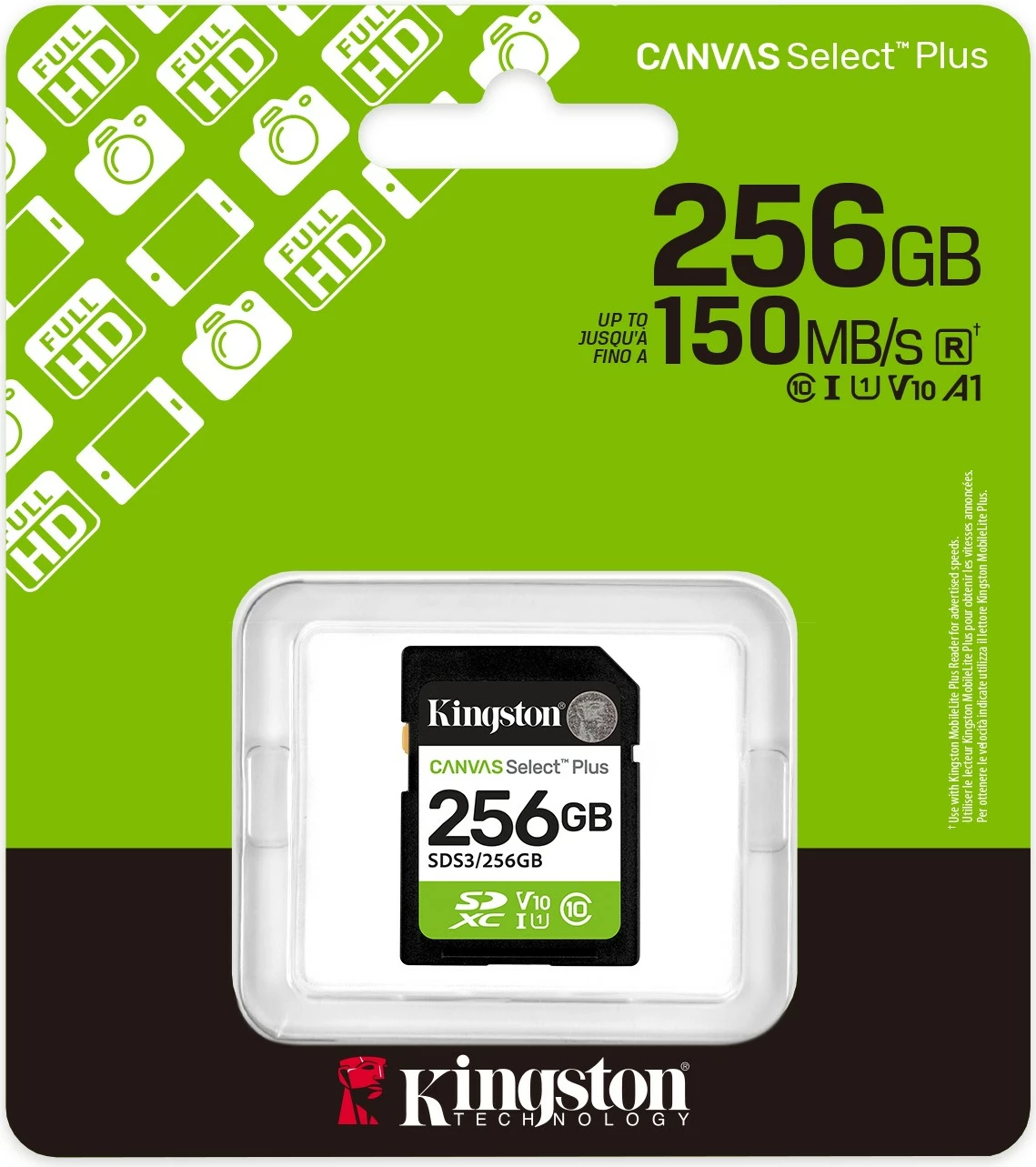 Kartelë SD Kingston Canvas Select Plus Gen3 256GB, SDXC, 150MB/s