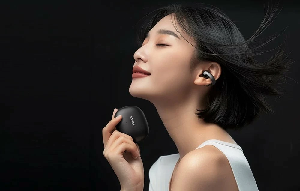 Kufje wireless Ugreen HiTune S3 WS209, Bluetooth 5.4, open-ear clip-on, IPX5, mikrofon, deri 24–30 orë, të zeza