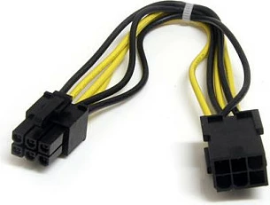 Kabllo zgjatëse energjie PCIe 6-pin StarTech 0.15m (8in), e zezë/verdhe