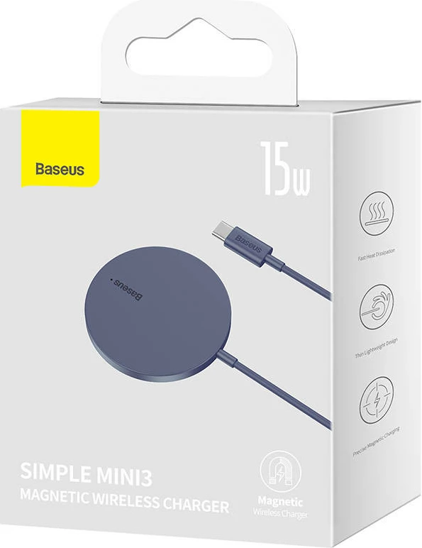 Karikues wireless magnetik Baseus Simple Mini3, 15W, vjollcë