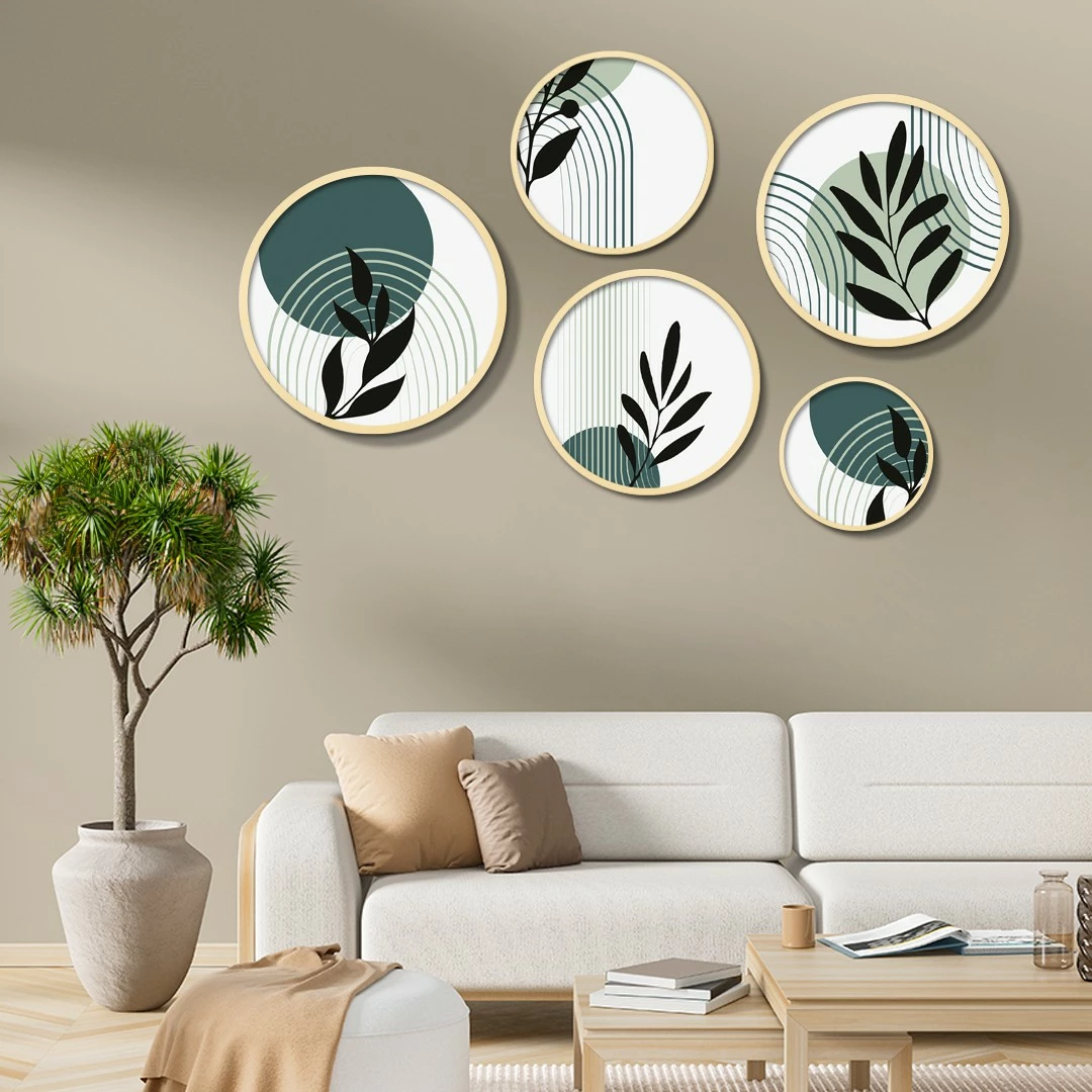 Set pikturash dekorative me kornizë MDF (5 copë), Wallity, Yats-22