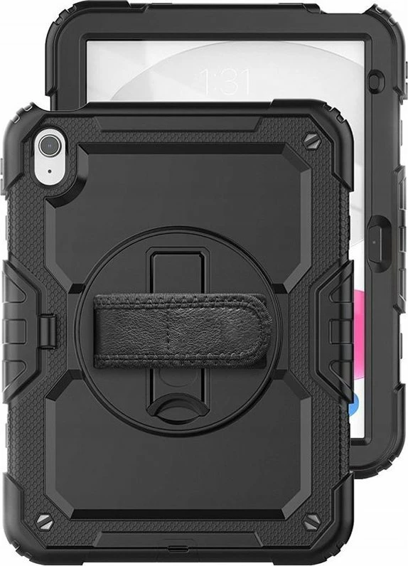 Mbështjellës për tablet Tech-Protect Solid360 për Apple iPad 10.9\" 2022 (A2696/A2757/A2777), me rrip shpatulle dhe rrip dore, i zi