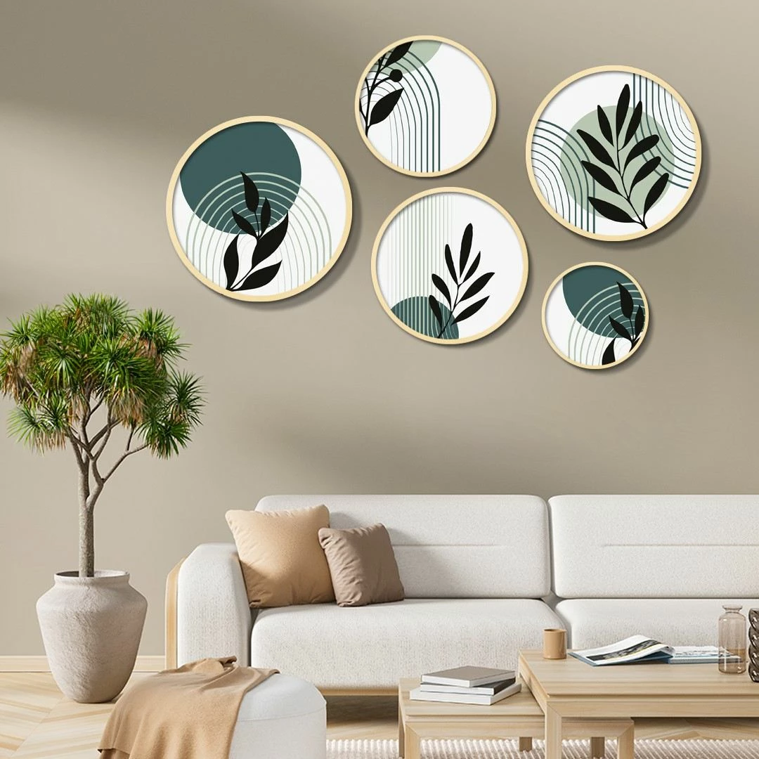 Set pikturash dekorative me kornizë MDF (5 copë), Wallity, Yats-22
