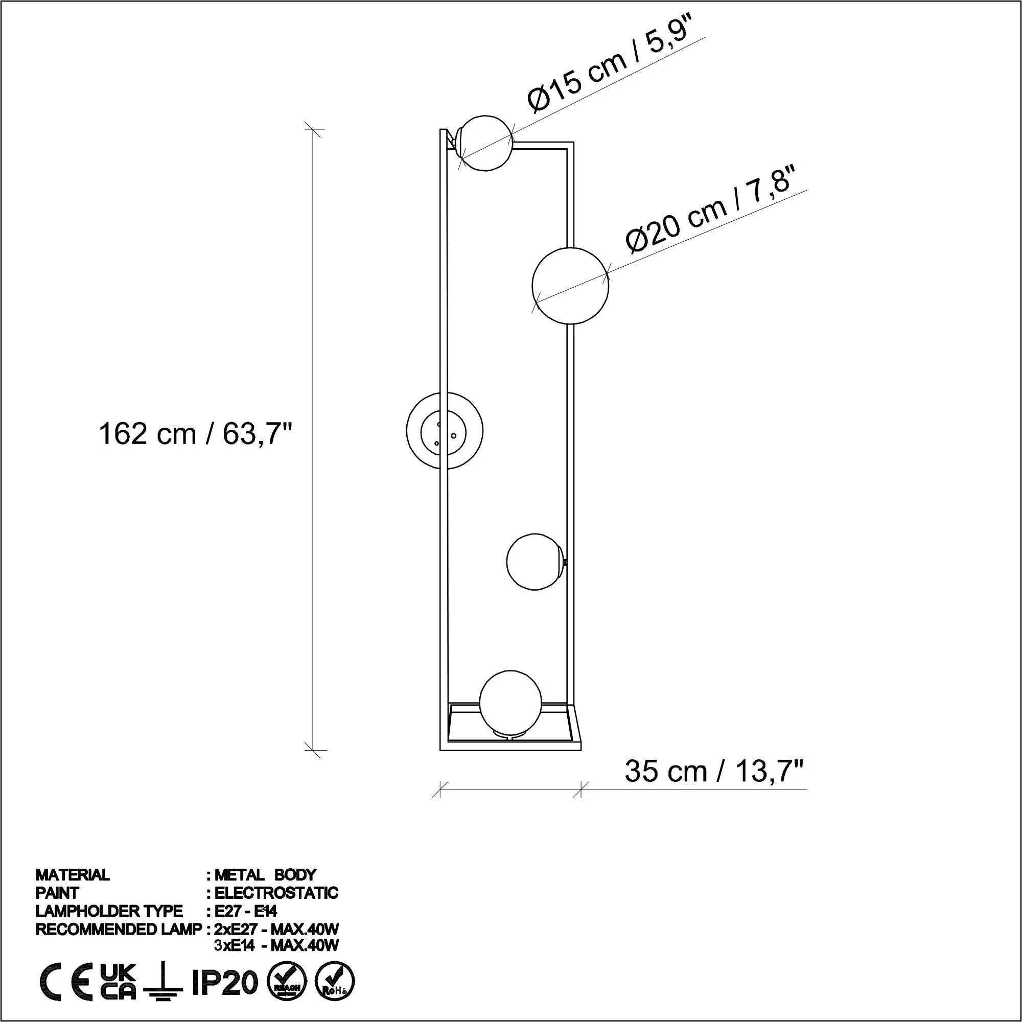 Llambë dyshemeje Opviq, këndore, e zezë, 13775
