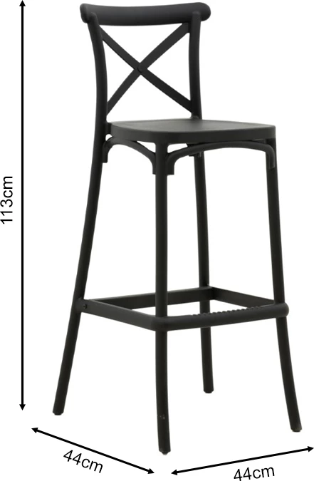 Karrige për bar Crossie pp e zezë 44x44x113cm