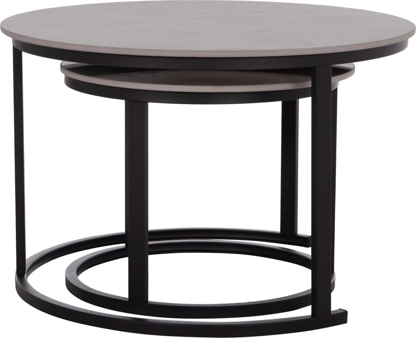 Set tavolinash kafeje 2 copë, sipërfaqe qeramike, pamje mermeri gri, TALOS FH18140.04, 70x45.5cm