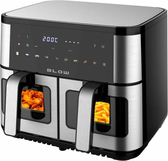 fryer me ajër të nxehtë BLOW 2500W 9L, dy dhoma, e zezë/inoks