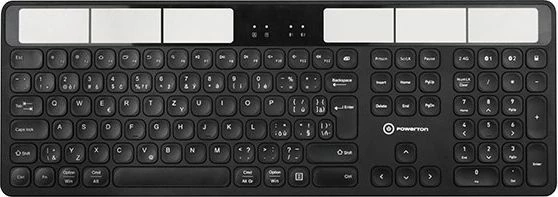 Tastierë wireless Powerton SolarSlim WPKBSS-B CZSK, me karikim solar, layout CZ+SK, me numpad, e zezë