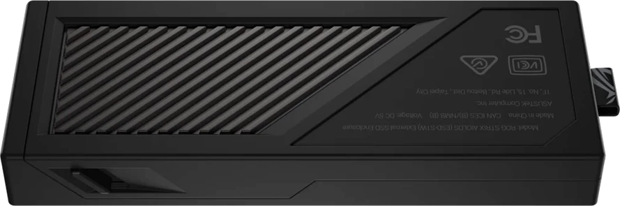 Kasë e jashtme për SSD M.2 ASUS ROG Strix Aiolos, USB-C 3.2 Gen 2x2 20Gbps, NVMe PCIe & SATA 2242/2260/2280, tool-free, ARGB, e zezë