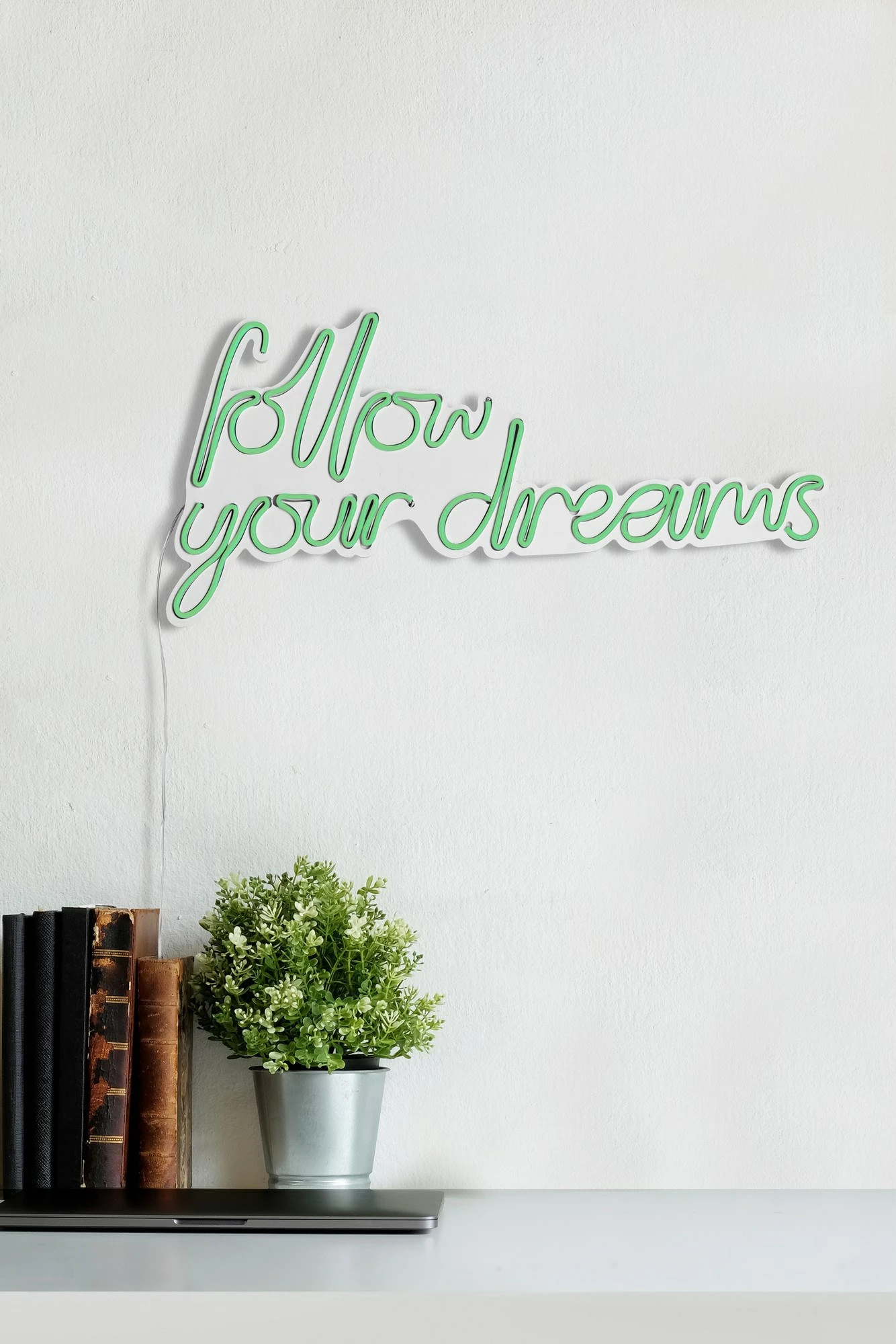 Dritë dekorative plastike LED, 'Follow Your Dreams', ngjyrë e gjelbër
