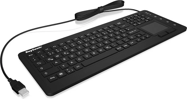 Tastierë KeySonic KSK-6231 INEL, USB, me touchpad, IP68, US QWERTY, e zezë