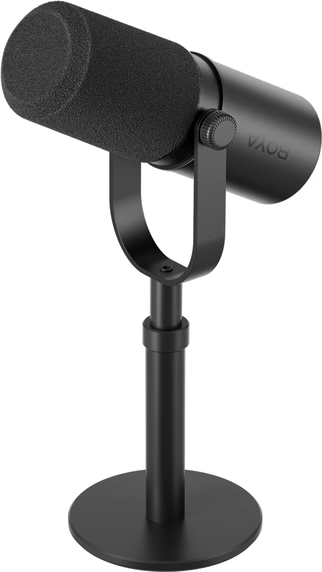 Mikrofon dinamik BOYA CastMic P60D USB-C/XLR 48kHz/24-bit me stendë tavoline, i zi