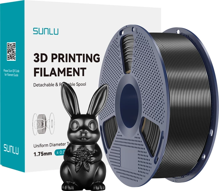 Filament për printim 3D Sunlu PLA+ Silk B 1.75 mm, i zi