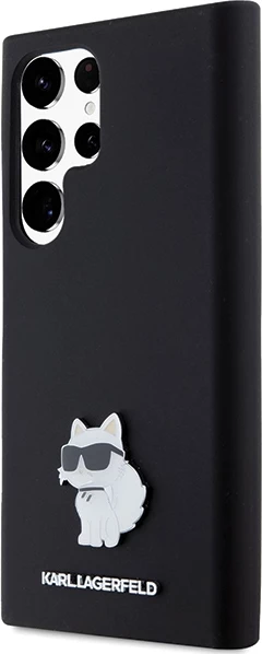 Mbështjellës Karl Lagerfeld Silicone Choupette Metal Pin për Samsung Galaxy S24 Ultra, i zi