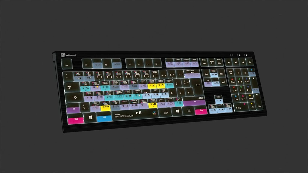 Tastierë LogicKeyboard Astra 2 DE për DaVinci Resolve, PC, e zezë