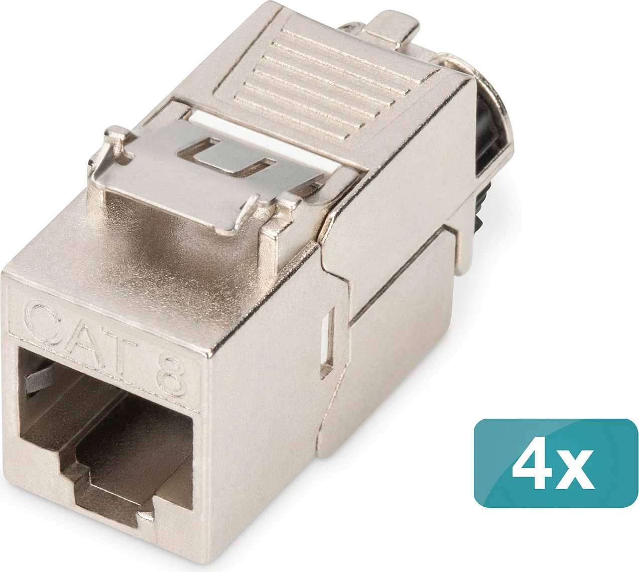 Modul Keystone Digitus, RJ-45 Cat8/Cat8.1, PoE, 4 copë, argjendtë