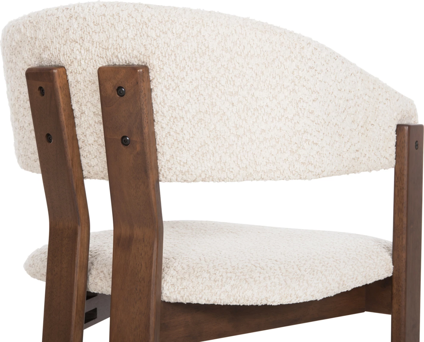 Karrige për ngrënie ZARRA FH9970.03, dru gome, ngjyrë arre, pëlhurë boucle ecru, 55,5x59x81,5H cm, set prej 2 copash