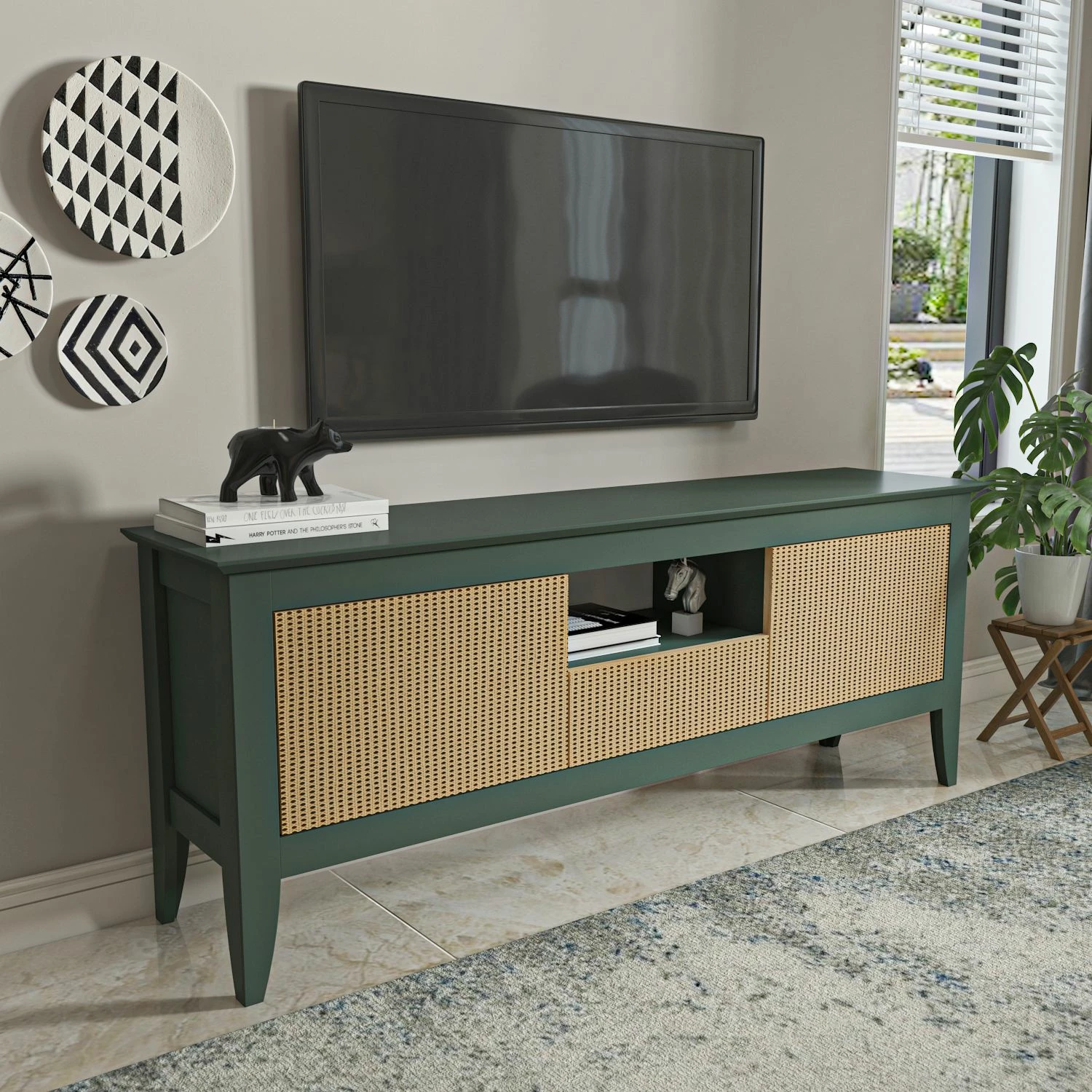 Komodë TV Skye Decor, ngjyrë e gjelbër, hazeran, moderne