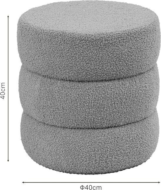 Puf karrige Kioto, material teddy, ngjyrë kafe, D40x40cm