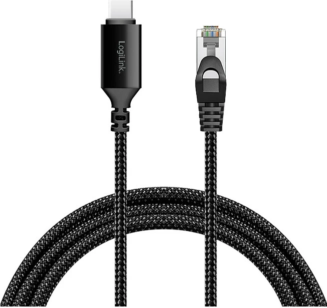 Kabllo Ethernet USB-C LogiLink, USB 3.2 në RJ45, 1 Gbps, 5 m, e zezë/gri