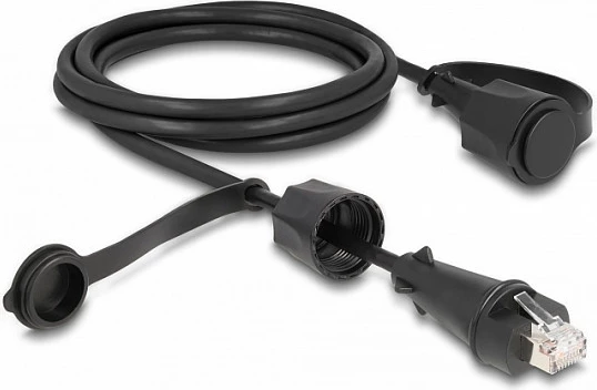 Kabllo rrjeti DeLOCK RJ45-RJ45 Cat6 STP IP68, 2m, e zezë