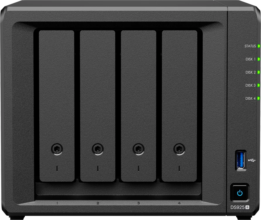 Server NAS Synology DiskStation DS925+ 4-bay 3.5\" SATA, 2x M.2 2280 NVMe, 4GB DDR4 ECC, 2x 2.5GbE, i zi