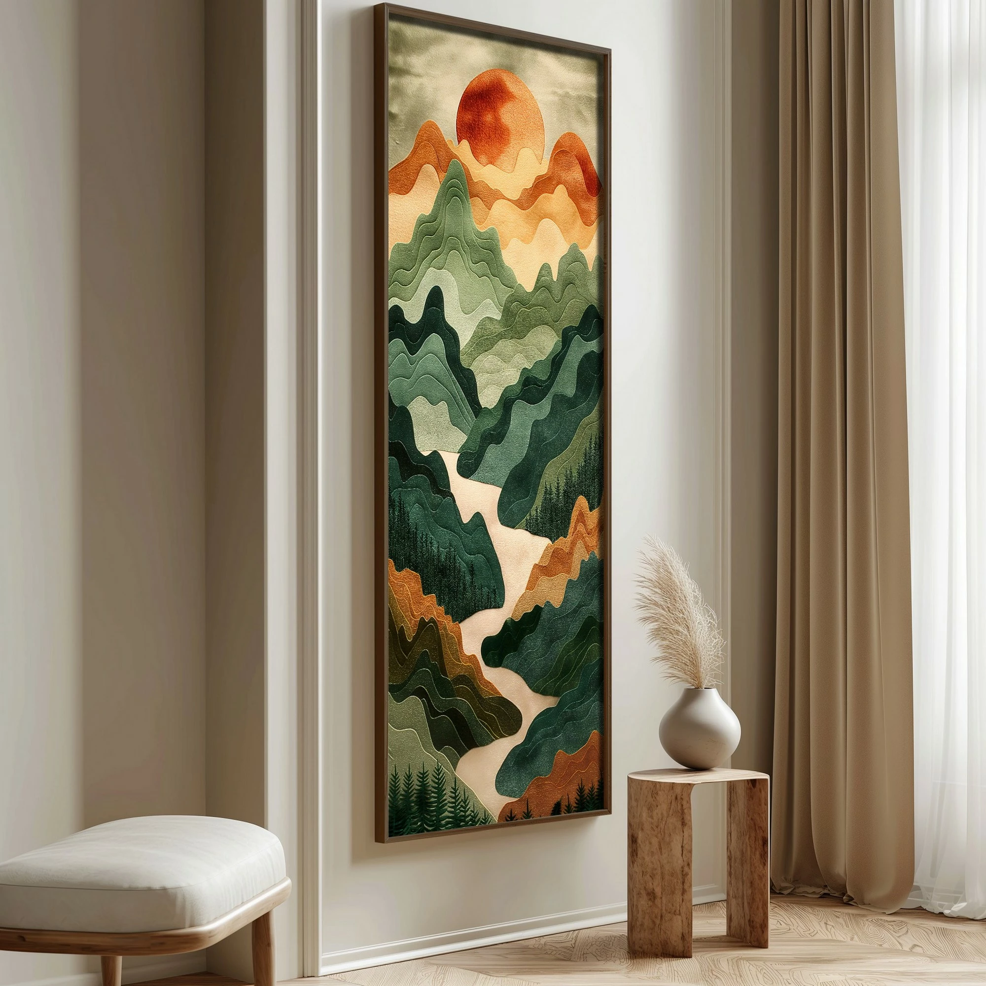 Pikturë dekorative me kornizë MDF, Wallity, LONG015-S/120-40, shumëngjyrëshe, 40x120cm