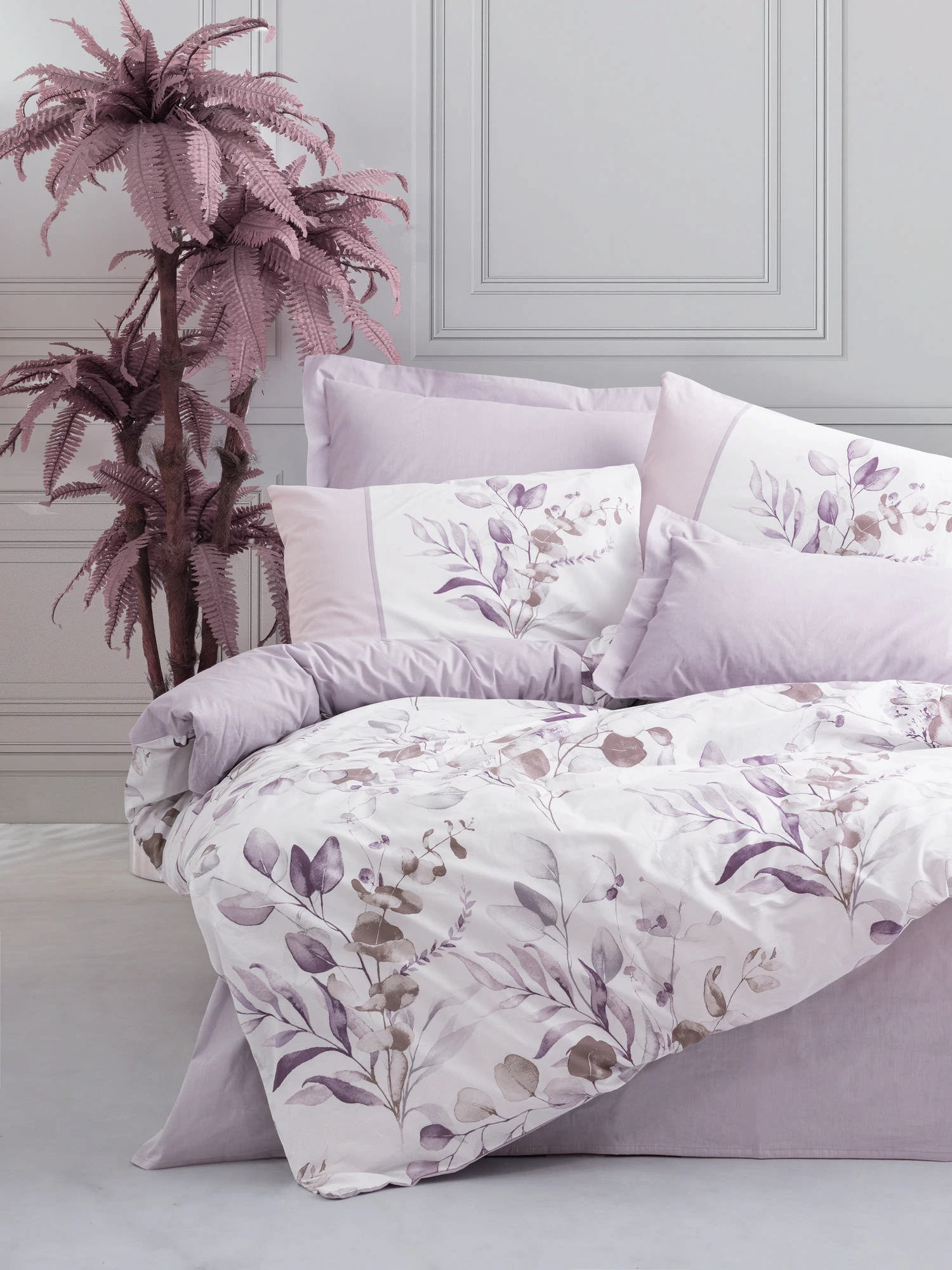 Set mbulesë për dyshek dopio, ngjyrë lejla dhe e bardhë, L'Essentiel Linge de Maison, Nadia