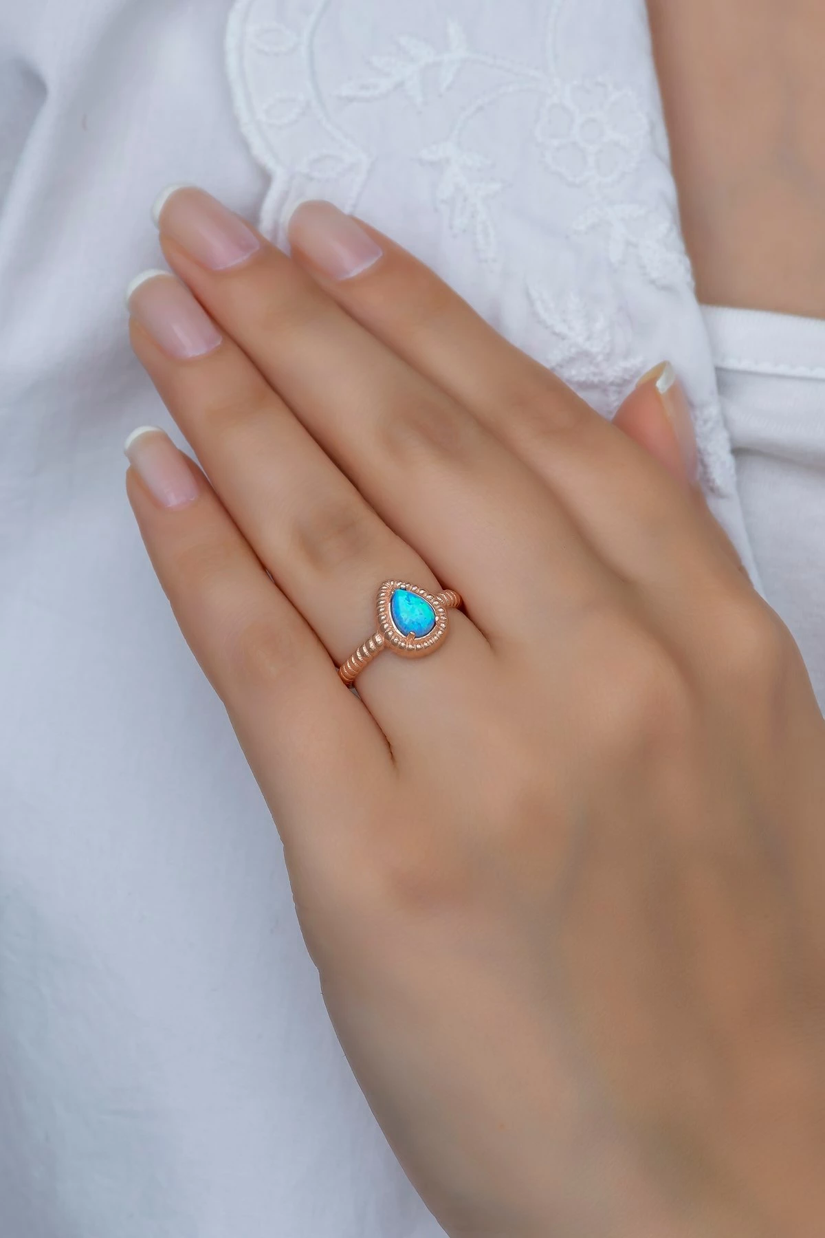 Unazë argjendi Jumeon, opal, ngjyrë rozë ari dhe kaltër, NRZ99380