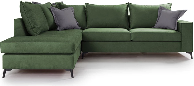 Divan qoshe Boston qoshe e djathtë, material, ngjyrë jeshile e errët-gri e errët, 290x235x95cm