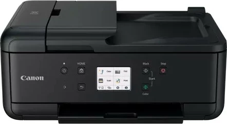 Printer multifunksional 4-në-1 Canon PIXMA TR7650 4452C026, 5 bojë të ndara, Wi‑Fi, ADF 20 fletë, duplex automatik, ekran 3 inç, USB Type B, i zi
