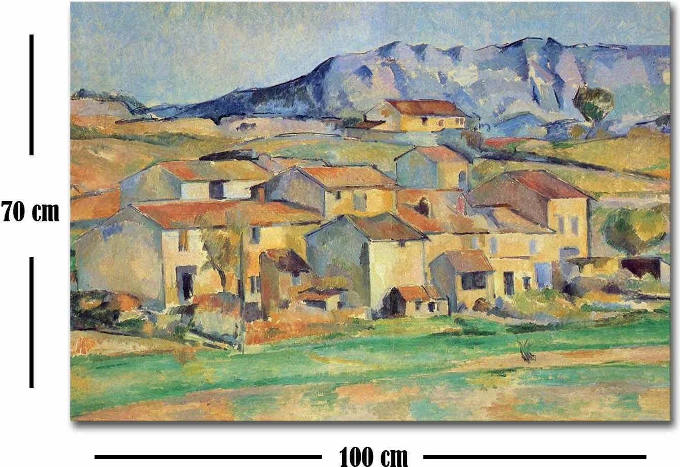 Pikturë dekorative në kanavacë, Wallity, 70100FAMOUSART-043, Hamlet at Payennet nga Paul Cézanne, shumëngjyrëshe, 70x100cm