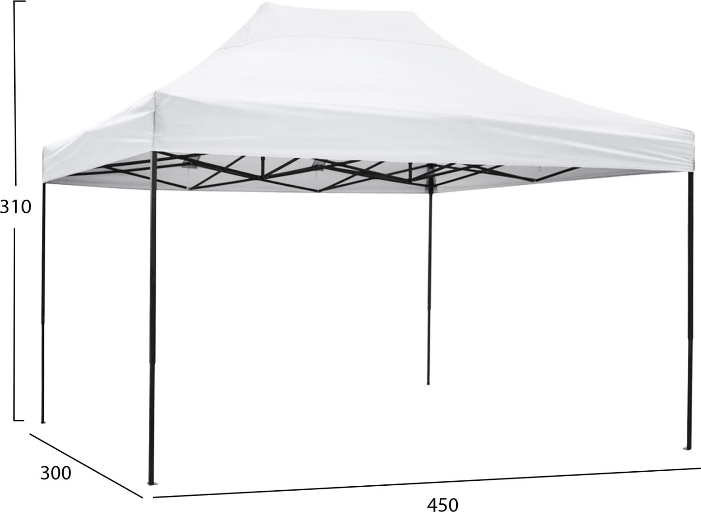 Tendë e palosshme GAZEBO MATTHEW FH6311, kornizë metalike e zezë, hije e bardhë, 3x4.5x3.10Hm