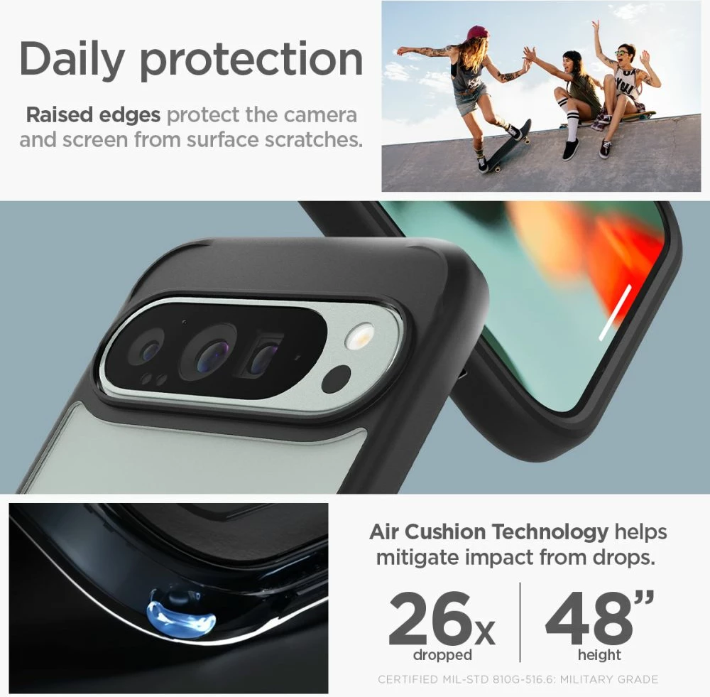 Mbështjellës Spigen Ultra Hybrid për Google Pixel 9 Pro XL, i zi