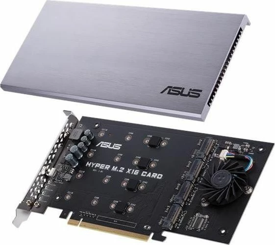 Kartë adapter PCIe në M.2 Asus Hyper M.2 X16 Card V2 90MC06P0-M0EAY0, PCIe 3.0 x16, 4x M.2 NVMe M-Key, argjend