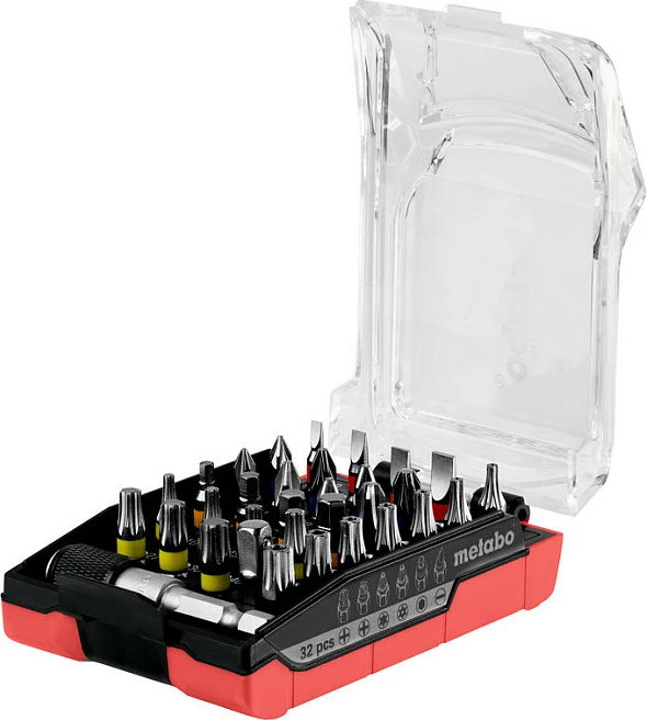 Set bitash Metabo 626696000, 32 copë, PH/PZ/Torx, kuqe/zi