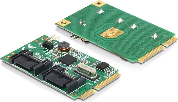 Adapter SATA DeLOCK 95233, Mini PCIe, 2x SATA 6Gb/s, ASM1061, i brendshëm, i gjelbër