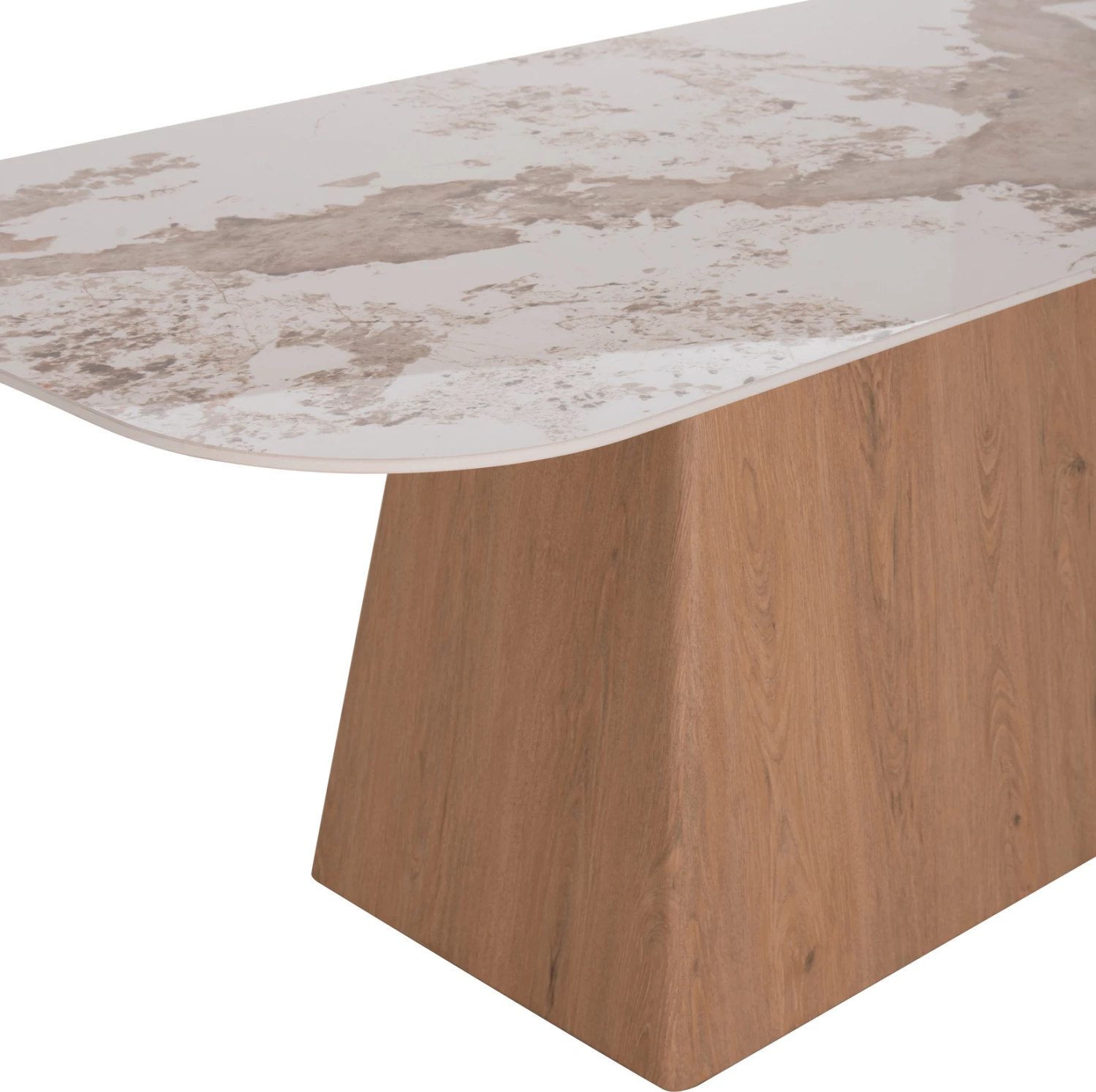 Tavolinë për ngrënie NORDU FH18414, bazë MDF, sipërfaqe qeramike mermer e bardhë/kafe, 180x90x76 cm