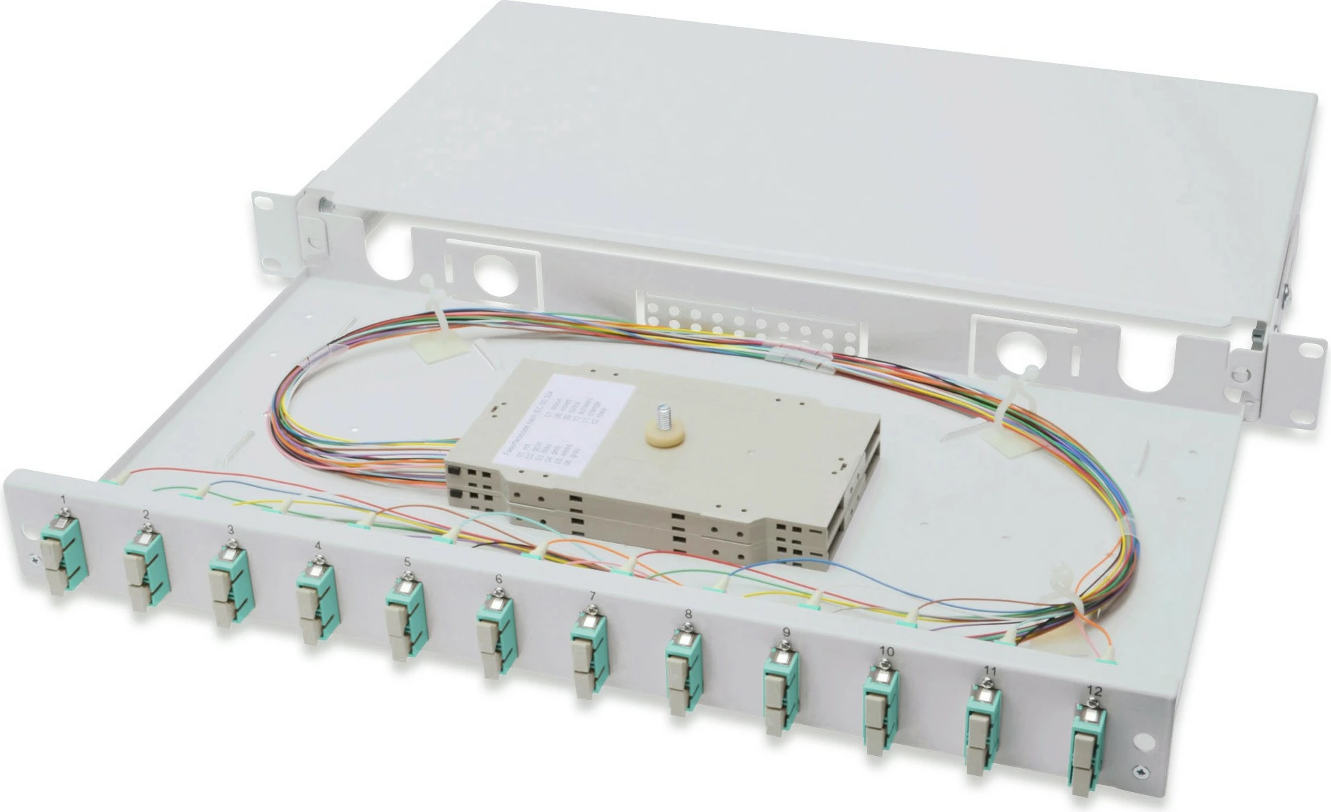 Kasë optike Digitus LWL Spleißbox 1U, 12x SC DX OM3, gri