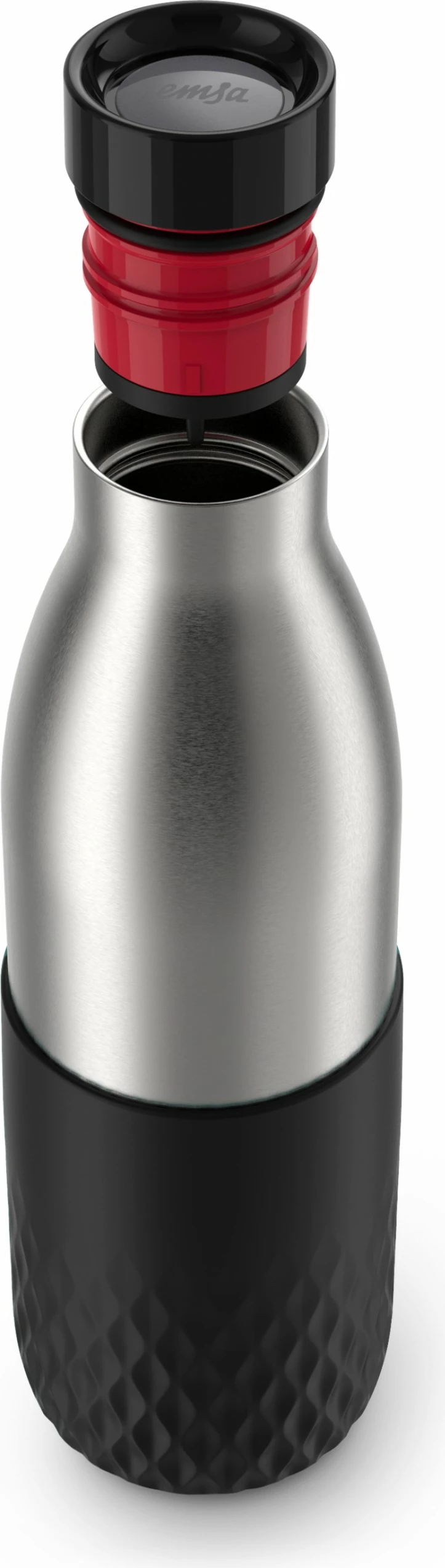Termos Emsa BLUDROP Sleeve 0.7L, çelik inox, silikon, e zezë