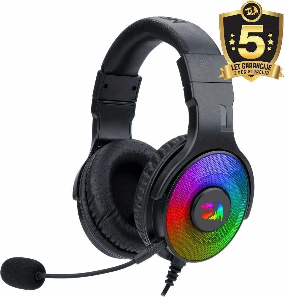 Kufje Redragon Pandora H350-RGB, me kabllo 3.5mm + USB, Surround, mikrofon i ndashëm, të zeza