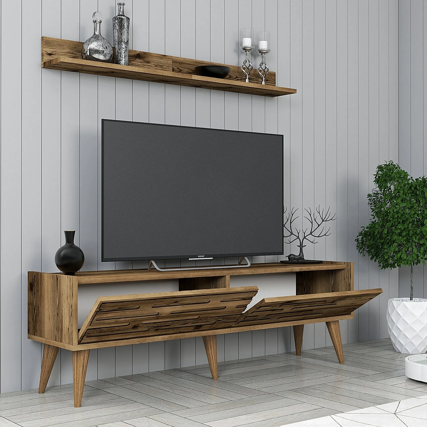 Njësi TV Valensiya, ngjyrë arre, 140 cm, Skye Decor