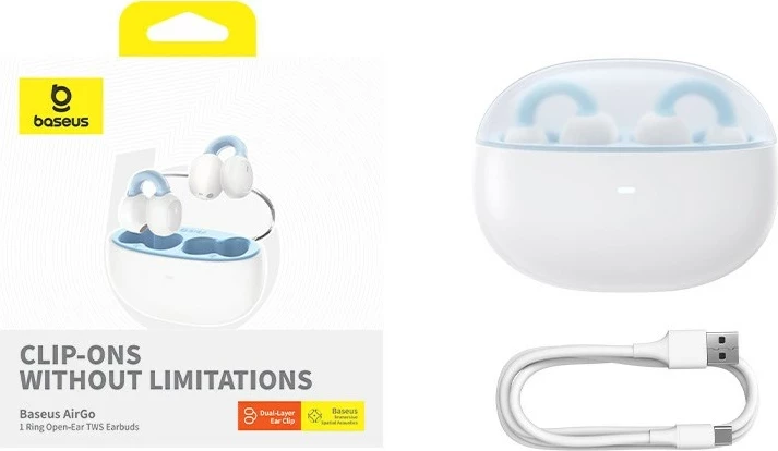 Kufje Baseus AirGo 1 Ring, True Wireless Stereo, Bluetooth, Bardhë