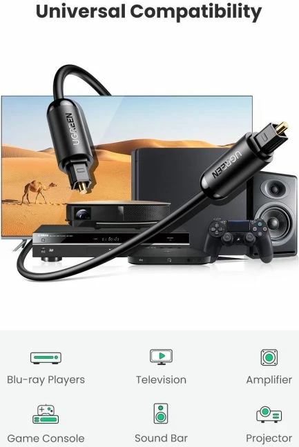 Kabllo optike Toslink audio UGREEN 70892 2 m, e zezë, paketim Polybag