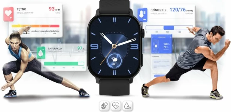 Smartwatch Gravity për meshkuj, e zezë