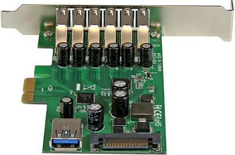 Kartelë zgjerimi PCIe StarTech PEXUSB3S7, 7 porta USB 3.0, UASP, full-height/low-profile, e gjelbër/metalike