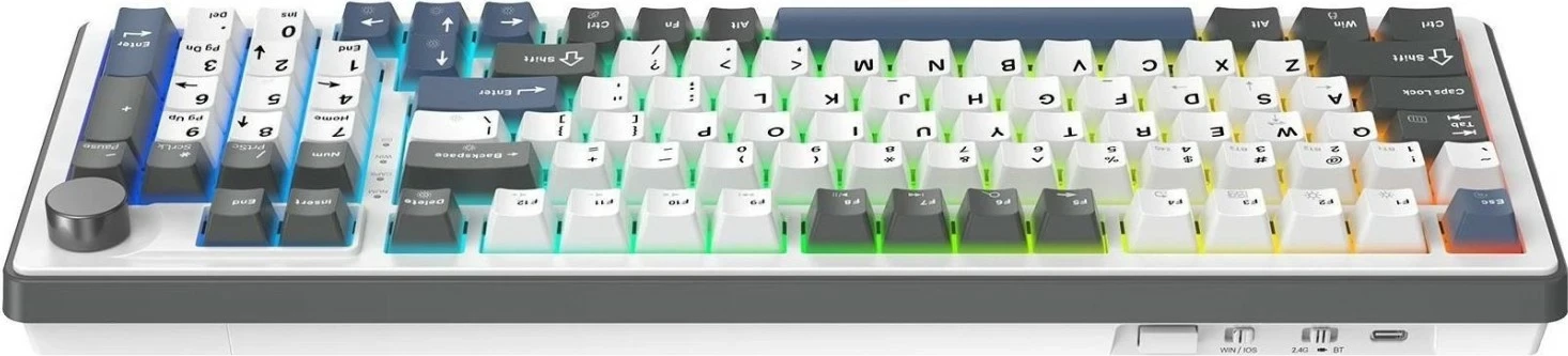 Tastierë gaming White Shark Excalibur, mekanike Hot-Swap KTT Wine Red, RGB, 98%, wireless/USB-C, US ANSI, bardhë-gri