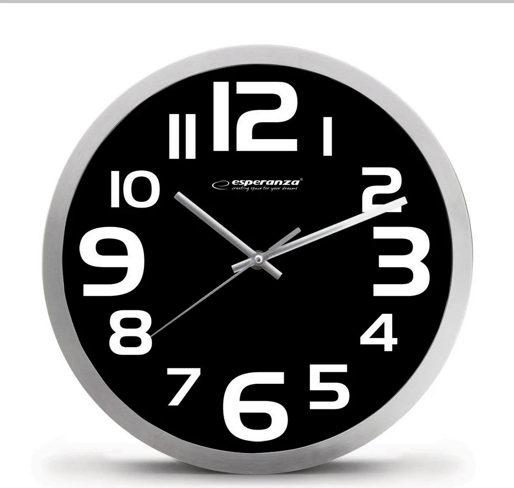 Orë muri Esperanza EHC013K, Quartz, Ovale, Bardhë, Zi