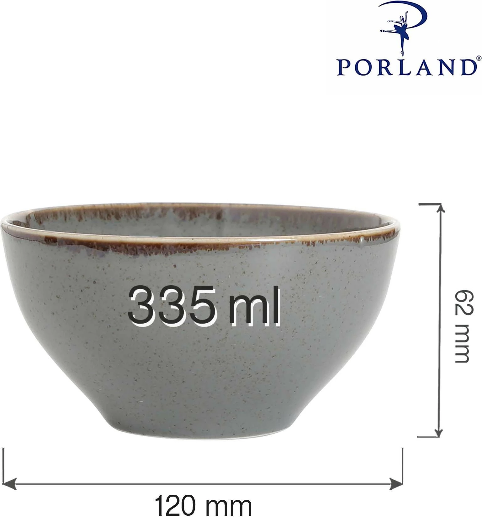 Tas Porland Seasons Stone 335 ml Ø120 mm, hiri i errët, set 6 copë