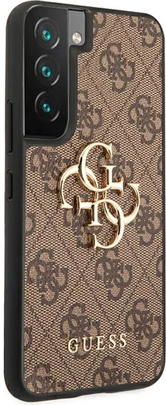 Mbështjellës Guess GUHCS22S4GMGBR 4G Big Metal Logo për Samsung Galaxy S22, kafe